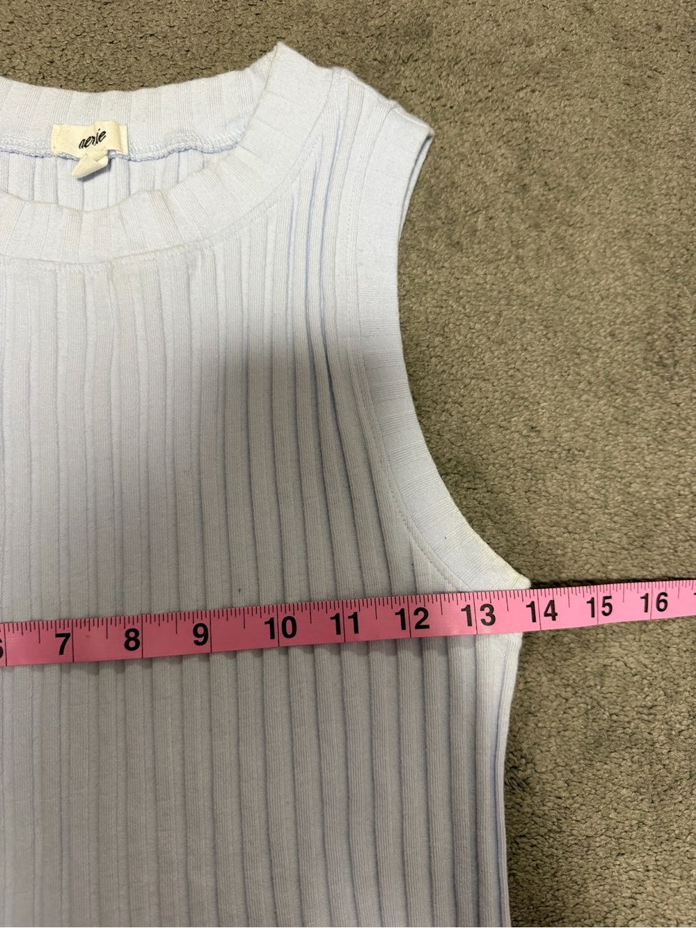 aerie Pale Blue Ribbed Crop Tank - Picture 4 of 6